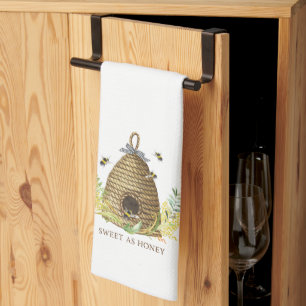 Vintage Wasserfarbe Biene Kochnische Handtücher