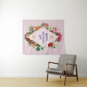 Vintage Wasserfarbe Blühen Blumengarten Rosa Wandteppich (Beispiel (Horizontal))