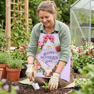 Vintage Wasserfarbe Blühen Blumengarten Violett Schürze