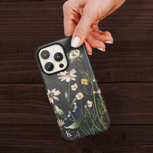 Vintage-Wasserfarbe-Botanische Blumen + Monogramm Case-Mate iPhone Hülle