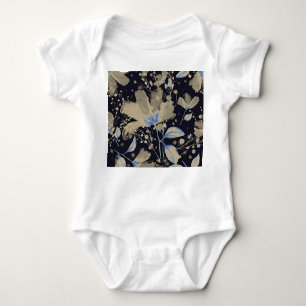 Vintage Wasserfarbe der Flora: Schwarzer Hintergru Baby Strampler