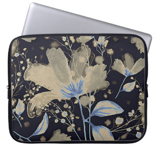 Vintage Wasserfarbe der Flora: Schwarzer Hintergru Laptopschutzhülle