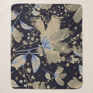Vintage Wasserfarbe der Flora: Schwarzer Hintergru Sherpadecke