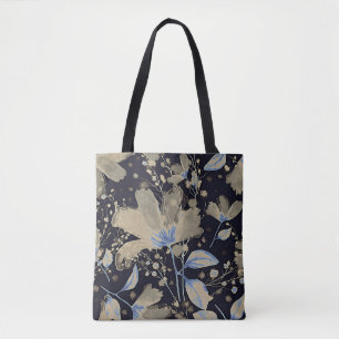 Vintage Wasserfarbe der Flora: Schwarzer Hintergru Tasche