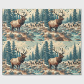 Vintage Wasserfarbe Elch Kunst Geschenkpapier (Flach)