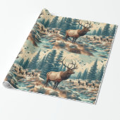 Vintage Wasserfarbe Elch Kunst Geschenkpapier (Ungerollt)