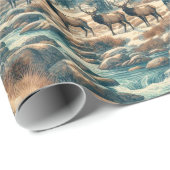 Vintage Wasserfarbe Elch Kunst Geschenkpapier (Rolleneckpunkt)