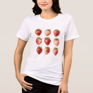 Vintage-Wasserfarbe-Erdbeeren-Grafik-T-Shirt Tri-Blend Shirt