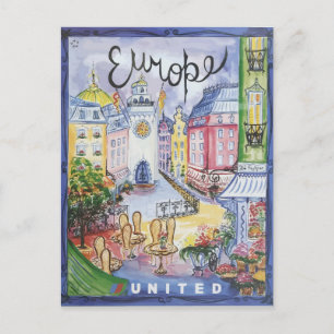 Vintage Wasserfarbe Europa Reiseplakat Postkarte