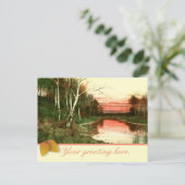 Vintage Wasserfarbe Fall Landscape Szene Postkarte (Stehend Vorderseite)