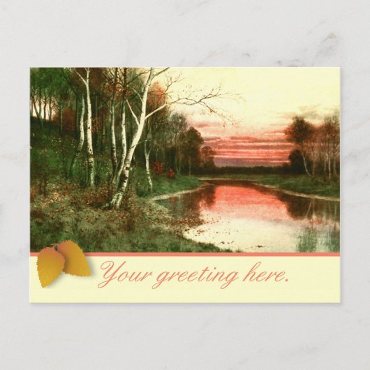 Vintage Wasserfarbe Fall Landscape Szene Postkarte (Vorderseite)