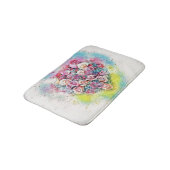 Vintage Wasserfarbe Farbige Rose Herz Badematte (Schrägansicht)