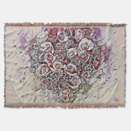 Vintage Wasserfarbe Farbige Rose Herz Decke (Vorderseite)
