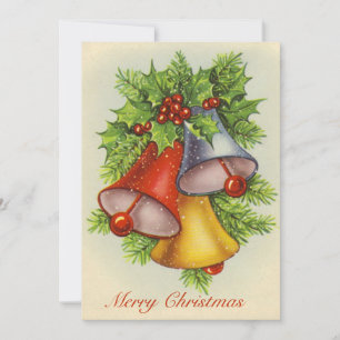 Vintage Wasserfarbe Frohe Weihnachten Holly Bells