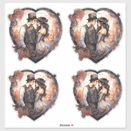 Vintage Wasserfarbe für Hochzeitscouchen Aufkleber (Blatt)