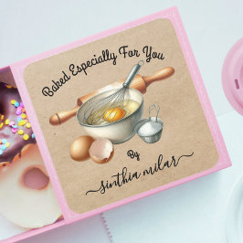 Vintage Wasserfarbe gebacken von IHNEN Geschenktas Quadratischer Aufkleber