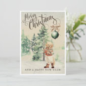 Vintage Wasserfarbe Golden Retriever Hund Feiertagskarte (Stehend Vorderseite)