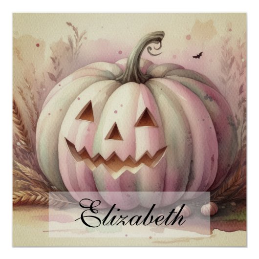 Vintage Wasserfarbe Halloween Kürbis fallen Poster (Vorderseite)