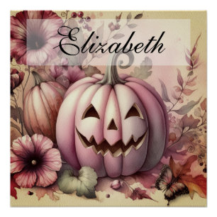 Vintage Wasserfarbe Halloween Kürbis fallen Poster