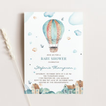 Vintage Wasserfarbe Heißluftballon Kinderdusche