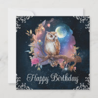 Vintage Wasserfarbe Himmelsfantasie Owl Geburtstag