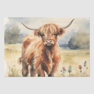 Vintage-Wasserfarbe-Hochland-Kalb-Decoupage 25x38c Seidenpapier