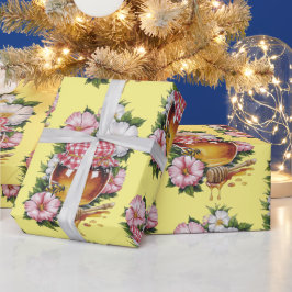 Vintage Wasserfarbe Honey Jar Blume Nostalgie Geschenkpapier