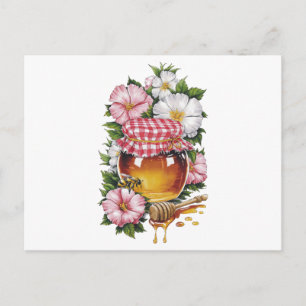 Vintage Wasserfarbe Honey Jar Blume Nostalgie Postkarte