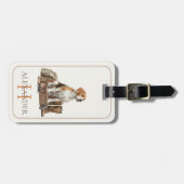 Vintage Wasserfarbe Jagdhund Gepäckanhänger (Vorderseite horizontal)