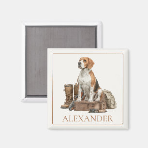 Vintage Wasserfarbe Jagdhund Magnet