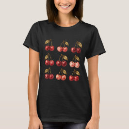 Vintage-Wasserfarbe-Kirschen-Grafik-T-Shirt T-Shirt
