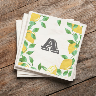 Vintage Wasserfarbe Lemon Erstklassiger Cocktail N Serviette