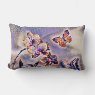 Vintage Wasserfarbe Lila rosa Orchideen-Blume Lendenkissen
