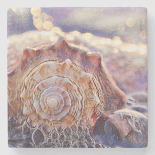 Vintage Wasserfarbe Lila Rosa Seashell Steinuntersetzer