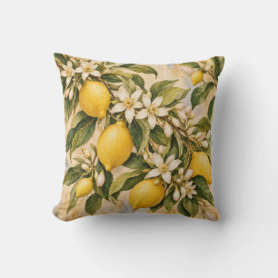 Vintage-Wasserfarbe-Limonenblüten-Mittelmeer-Thr Kissen