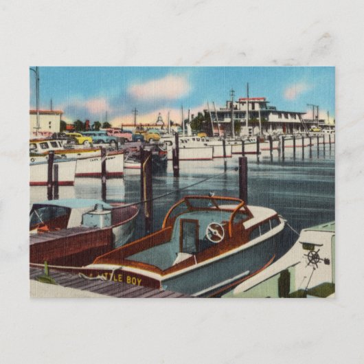 Vintage Wasserfarbe Marina Beach Reise Postkarte (Vorderseite)