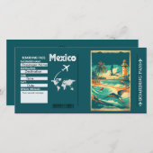 Vintage Wasserfarbe Mexiko Boarding Pass Card (Vorne/Hinten)