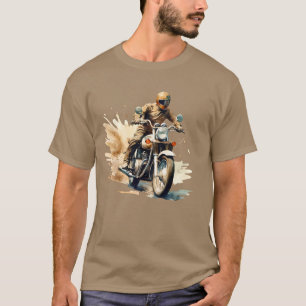 Vintage-Wasserfarbe-Motorradfahrer-T-Shirt T-Shirt
