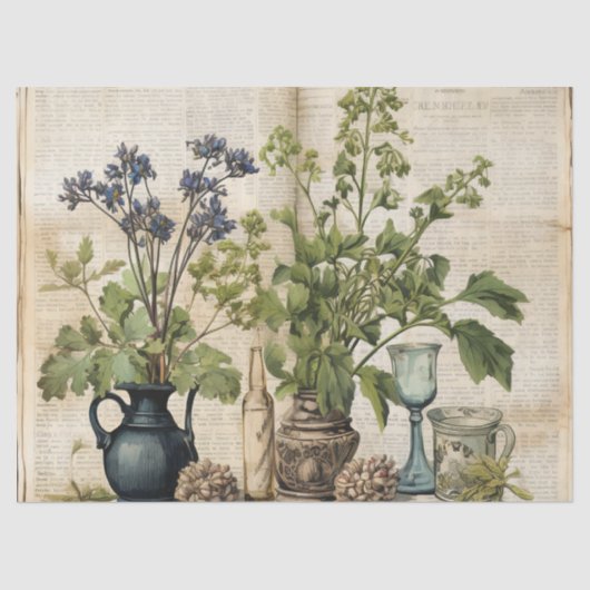 Vintage Wasserfarbe Natürliche Wildblume Seidenpapier (Vorderseite)