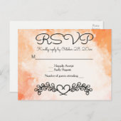 Vintage Wasserfarbe Orangefarbene Hochzeitskur Postkarte (Vorne/Hinten)