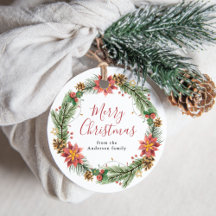 Vintage Wasserfarbe Poinsettia Frohe Weihnachten