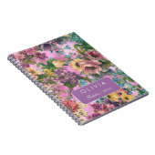 Vintage-Wasserfarbe Rosa Blumenmuster Monogramm Notizblock (Rechte Seite)