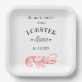 Vintage Wasserfarbe - roter Hummer Pappteller (Vorderseite)