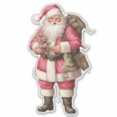 Vintage Wasserfarbe Santa Aufkleber (Vorderseite)