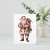 Vintage Wasserfarbe Santa Postkarte (Stehend Vorderseite)