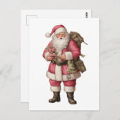 Vintage Wasserfarbe Santa Postkarte (Vorne/Hinten)