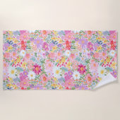 Vintage Wasserfarbe Sommer Frühling Blüte Strandtuch (Vorderseite)