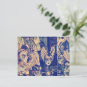 Vintage Wasserfarbe Venezianische Maske Postkarte (Stehend Vorderseite)