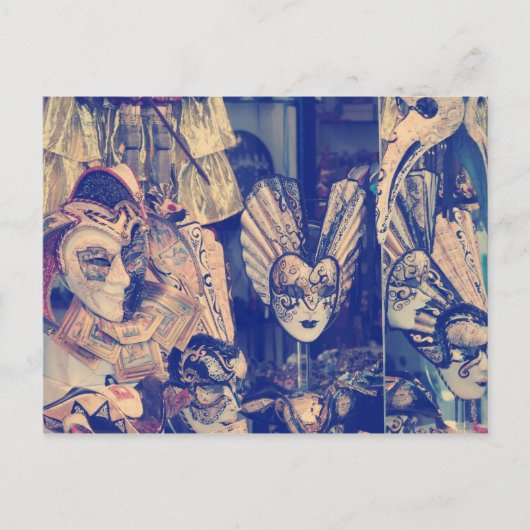 Vintage Wasserfarbe Venezianische Maske Postkarte (Vorderseite)