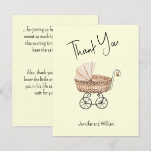 Vintage-Wasserfarbe-Weiden-Baby-Buggy-Baby-Party Dankeskarte